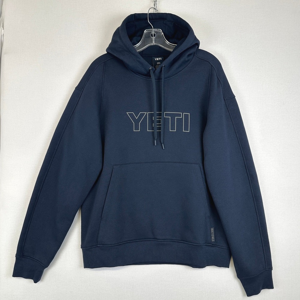 YETI Pullover Hoodie Navy Blue Logo Sweatshirt Men's Small S